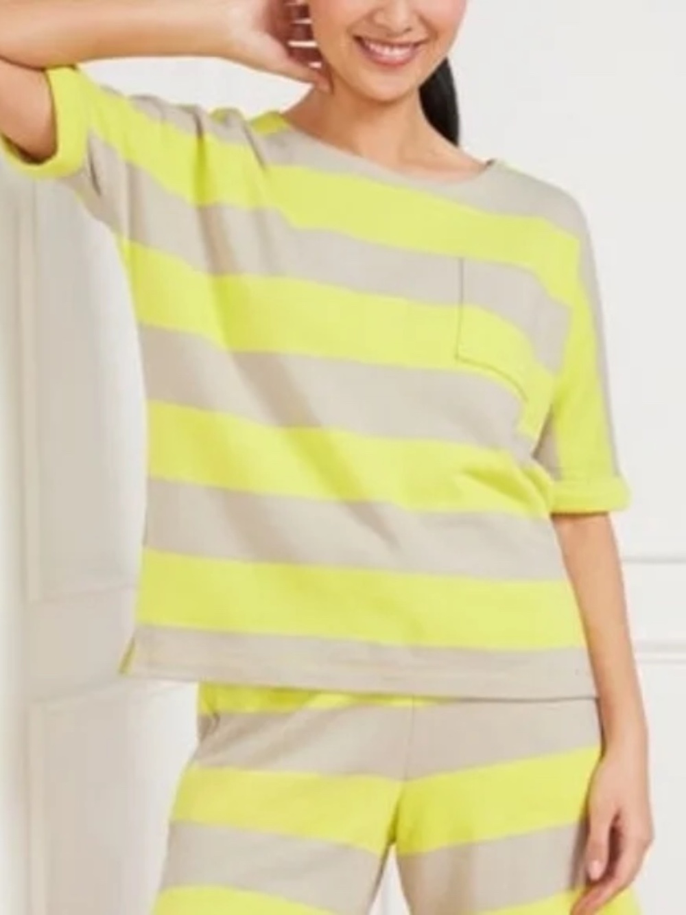 Talbots French Terry Top Sweatshirt - Rally Stripe